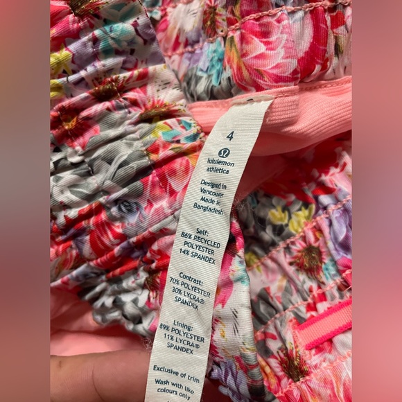 Lululemon Athletica Pink Athletic Shorts with Floral Waistband - Picture 4 of 7